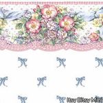 1:24 Flowers and Bows Blue Bow Toss Wallpaper (8 in X 10.5 in (20.3 X 26.7 cm) Border 1/2 in)