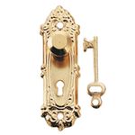 Door Handle with Key Gold Plated 2 Pieces (1"H x 0.313"W x 0.188"D)