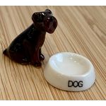 Terrier Dog Sitting with Bowl (Dog: 18H Bowl: 17mm Diam)