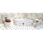 1:16 Scale 3 Piece Ceramic Bathroom Set White with Pink/Blue Floral (Bath: 135 x 85 x 34Hmm)