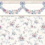 Wallpaper Rose Swag - Blue Floral (267 X 413mm)