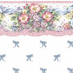 Flowers and Bows Blue Bow Toss Wallpaper (267 X 413mm)