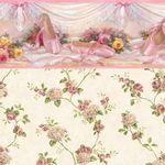 Pink Ballet Slippers Floral Vine Wallpaper (267 X 413mm)