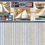 Vintage Sail Boats Stripe Wallpaper (267 X 413mm)