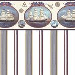 Sailing Ships Stripe Wallpaper (267 X 413mm)
