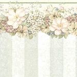 Hydrangea - White - Stripe Wallpaper (267 X 413mm)