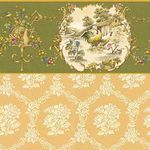 Chicken Toile - Red - Yellow Toile Wallpaper (267 X 413mm)