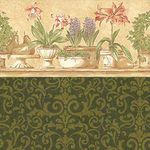 Potted Plants Green - Green Damask Wallpaper (267 X 413mm)