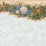 Seashell Garland - Blue - Marble Wallpaper (267 X 413mm)