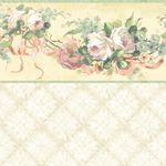 Vintage Rose Swag-Green Quilted Wallpaper (267 X 413mm)