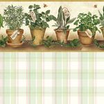 Herb Pots - Green - Plaid Wallpaper (267 X 413mm)