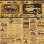 Vintage Cars Black, Newsprint Wallpaper (267 X 413mm)