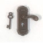 Door Handle with Keyplate Brown with Keys (23H x 15Wmm (inc handle to Right))