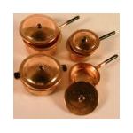 Copper Saucepans and Lids (23mm, 23mm, 17mm and 17mm Diams)