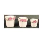 Pots White with Pink Floral Around Top (Price Each)
