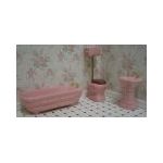 3 Piece Ceramic Bathroom Set Pink