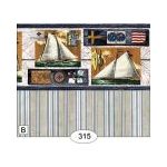 1:24 Vintage Sail Boats Stripe Wallpaper (203 X 267mm)