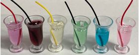 Soft Drinks In Tall Glass with Straw Assorted Colours (Price Each) (25Hmm)