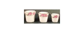 Pots White with Pink Floral Around Top (Price Each)