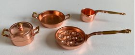 Copper Pot/Pan Set 5 Piece (Egg Pan: 22mm Diam)