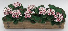 Planter Box with Red/White Flowers (85W x 18D x 35Hmm)