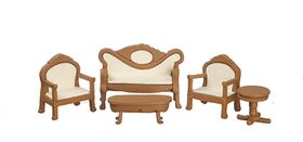 1:24 Living Room Set of 5 Walnut