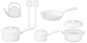 White Pot/Pan Set 10 Piece (Frying Pan: 22mm Diam)