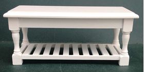 Kitchen Table with Shelf White (145W x 67D x 62Hmm)