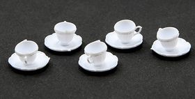 Cups and Saucers White 24 Pieces
