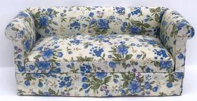 Sofa Blue White Floral, Low Back