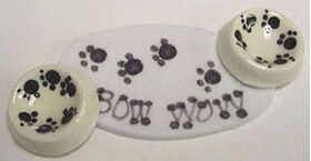 Dog Bowls x 2 and Mat (Mat:48 x 23, Bowl: 20mm Diam)