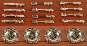 Plate and Cutlery Set (4 of each) (Plate: 25mm Diameter)