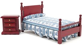 Bed & Night Stand, Mahogany (6-7/16" x 3-3/4" x 3-5/8")