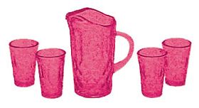 Pitcher with 4 Glasses Cranberry (Pitcher 0.63" W x 0.75" H x 0.38" D)