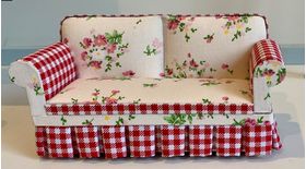Sofa Floral Red Check (150 x 65 x 70)