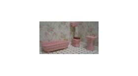 3 Piece Ceramic Bathroom Set Pink