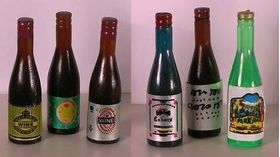 Wine Bottles Coloured Set 6 (35mmH)