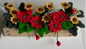 Planter Box, Red Gerberas and Sunflowers (80 x 40 x 40Hmm)