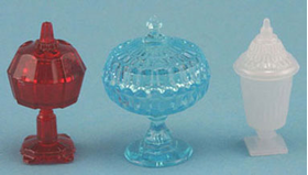 Set of 3 Assorted Candy Dishes (Center w/ lid Size: 3/4"H X 5/8"W)