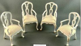 Cream Dining Chairs Set 4 with Gold Leaf Detail by Petite Romantique