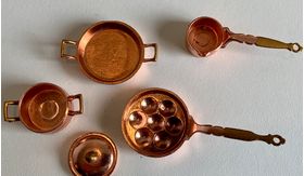 Copper Pot/Pan Set 5 Piece (Egg Pan: 22mm Diam)