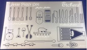 Little Pig Kitchen Kit by Mini Etchers (Stencil Plate 137 x 85mm)