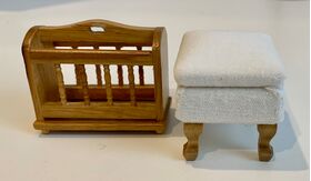 Magazine Rack Teak and Cream Foot Stool (Stool: 47 x 37 x 37Hmm)