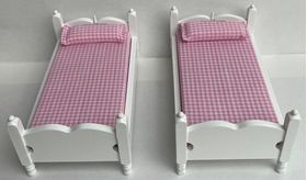 Bunkbed White with Pink Fabric (140 x 80 x 122Hmm)