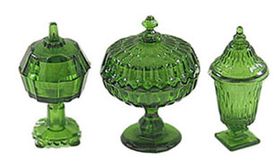 Candy Dishes 3Pc Emerald Green