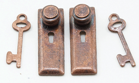 1:24 Door Knob, Keyplate and Keys, Bronze, 6Pk (3/8" x 1/8")