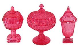 Candy Dishes 3Pc Cranberry