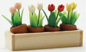 Window Box with Flower Pots (1-5/8" x1/2" x 1" Removable Flower Pots)