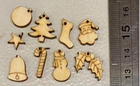 Xmas Decorations Set of 9 Laser Cut (Approx 12mmH)
