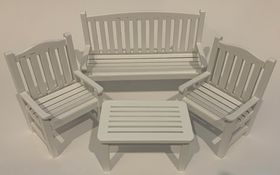 White 4 Piece Outdoor Setting (Table: 75 x 40 x 44Hmm)